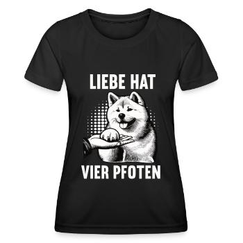 Liebe hat Vier Pfoten Akita Akitabesitzer Akitas - Frauen Funktions-T-Shirt - Schwarz - Vorne - AI Model Female 172 light (172cm)