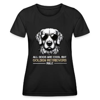 All Dogs are Cool Golden Retriever Goldie Goldies - Frauen Funktions-T-Shirt - Schwarz - Vorne - AI Model Female 172 light (172cm)