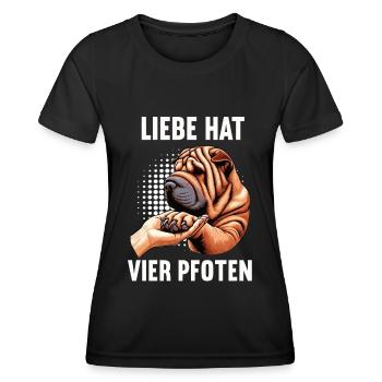 Liebe hat Vier Pfoten Shar Pei Shar Pei Besitzer - Frauen Funktions-T-Shirt - Schwarz - Vorne - AI Model Female 172 light (172cm)