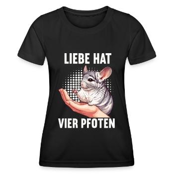 Liebe hat Vier Pfoten Chinchilla Chinchillas Nager - Frauen Funktions-T-Shirt - Schwarz - Vorne - AI Model Female 172 light (172cm)