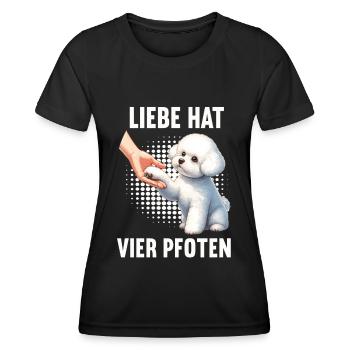 Liebe hat Vier Pfoten Bichon frise Bichon Hund - Frauen Funktions-T-Shirt - Schwarz - Vorne - AI Model Female 172 light (172cm)