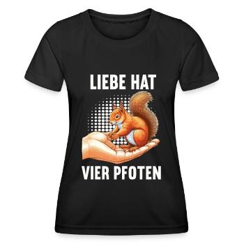 Liebe hat Vier Pfoten Eichhörnchen Eichhorn Nager - Frauen Funktions-T-Shirt - Schwarz - Vorne - AI Model Female 172 light (172cm)