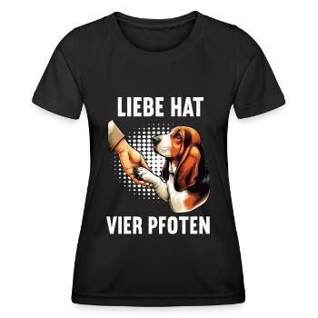Liebe hat Vier Pfoten Basset Hound Basset Hounds - Frauen Funktions-T-Shirt - Schwarz - Vorne - AI Model Female 172 light (172cm)