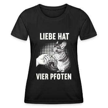 Liebe hat Vier Pfoten Chinchilla Chinchillas Nager - Frauen Funktions-T-Shirt - Schwarz - Vorne - AI Model Female 172 light (172cm)