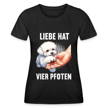 Liebe hat Vier Pfoten Bichon frise Bichon Hund - Frauen Funktions-T-Shirt - Schwarz - Vorne - AI Model Female 172 light (172cm)