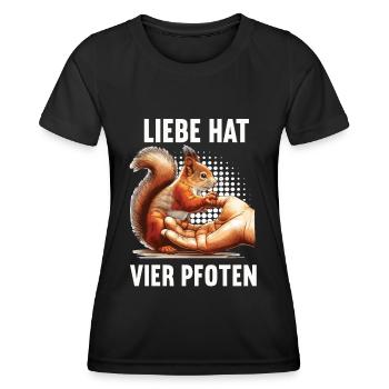 Liebe hat Vier Pfoten Eichhörnchen Eichhorn Nager - Frauen Funktions-T-Shirt - Schwarz - Vorne - AI Model Female 172 light (172cm)
