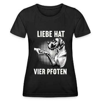 Liebe hat Vier Pfoten Deutsche Dogge Doggenhalter - Frauen Funktions-T-Shirt - Schwarz - Vorne - AI Model Female 172 light (172cm)
