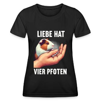 Liebe hat Vier Pfoten Meerschweinchen Meerschwein - Frauen Funktions-T-Shirt - Schwarz - Vorne - AI Model Female 172 light (172cm)