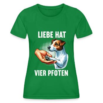 Liebe hat Vier Pfoten Jack Russel terrier Jackie - Frauen Funktions-T-Shirt - Kelly Green - Vorne - AI Model Female 172 dark (172cm)