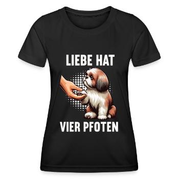 Liebe hat Vier Pfoten Havaneser Havaneserbesitzer - Frauen Funktions-T-Shirt - Schwarz - Vorne - AI Model Female 172 light (172cm)