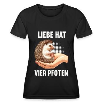 Liebe hat Vier Pfoten Igel Igelliebhaber Igelfan - Frauen Funktions-T-Shirt - Schwarz - Vorne - AI Model Female 172 light (172cm)