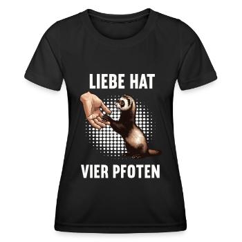 Liebe hat Vier Pfoten Frettchen Frettchenhalter - Frauen Funktions-T-Shirt - Schwarz - Vorne - AI Model Female 172 light (172cm)