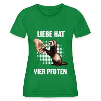 Liebe hat Vier Pfoten Frettchen Frettchenhalter - Frauen Funktions-T-Shirt - Kelly Green - Vorne - AI Model Female 172 dark (172cm)