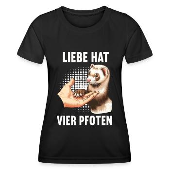 Liebe hat Vier Pfoten Frettchen Frettchenhalter - Frauen Funktions-T-Shirt - Schwarz - Vorne - AI Model Female 172 light (172cm)