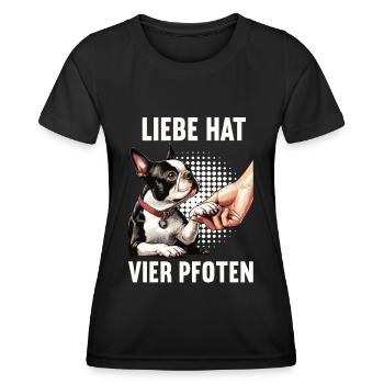 Liebe hat Vier Pfoten Boston Terrier Boston hund - Frauen Funktions-T-Shirt - Schwarz - Vorne - AI Model Female 172 light (172cm)