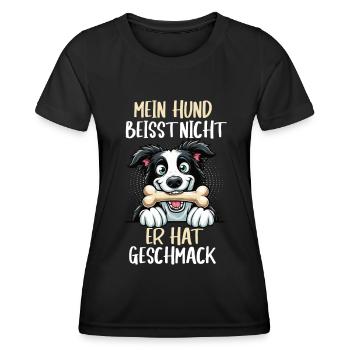 Mein Hund Beisst Nicht Border Collie Hütehund - Frauen Funktions-T-Shirt - Schwarz - Vorne - AI Model Female 172 light (172cm)