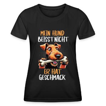 Mein Hund Beisst Nicht Airedale Terrier Airedales - Frauen Funktions-T-Shirt - Schwarz - Vorne - AI Model Female 172 light (172cm)