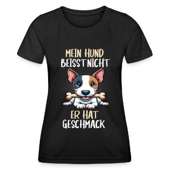 Mein Hund Beisst Nicht Miniatur Bullterrier Bully - Frauen Funktions-T-Shirt - Schwarz - Vorne - AI Model Female 172 light (172cm)