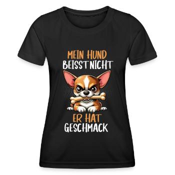 Mein Hund Beisst Nicht Chihuahua Chihuahuabesitzer - Frauen Funktions-T-Shirt - Schwarz - Vorne - AI Model Female 172 light (172cm)