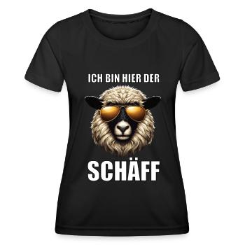Ich Bin Hier Der Schäff Walliser Schaf Schafe Mäh - Frauen Funktions-T-Shirt - Schwarz - Vorne - AI Model Female 172 light (172cm)