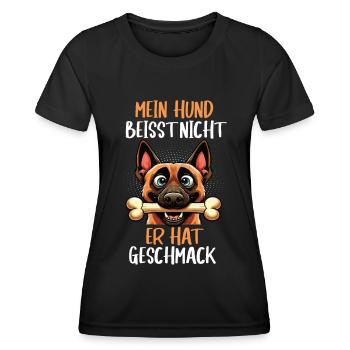 Mein Hund Beisst Nicht Malinois Schäferhund - Frauen Funktions-T-Shirt - Schwarz - Vorne - AI Model Female 172 light (172cm)