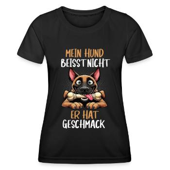Mein Hund Beisst Nicht Malinois Schäferhund - Frauen Funktions-T-Shirt - Schwarz - Vorne - AI Model Female 172 light (172cm)