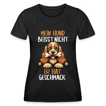 Mein Hund Beisst Nicht Cocker Spaniel Cockerhund - Frauen Funktions-T-Shirt - Schwarz - Vorne - AI Model Female 172 light (172cm)