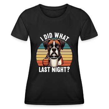J’ai fait ce que j’ai fait hier soir Boxer Boxerhalter Boxerhund - T-shirt sport Femme - noir - Devant - AI Model Female 172 light (172cm)