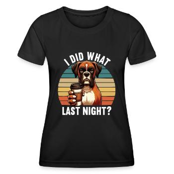J’ai fait ce que j’ai fait hier soir Boxer Boxerhalter Boxerhund - T-shirt sport Femme - noir - Devant - AI Model Female 172 light (172cm)