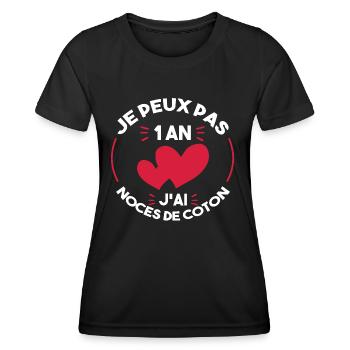 Je peux pas j'ai noces de coton - T-shirt sport Femme - noir - Devant - AI Model Female 172 light (172cm)