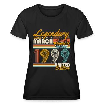 Légendaire depuis mars 1999 Vintage Birthday - T-shirt sport Femme - noir - Devant - AI Model Female 172 light (172cm)