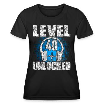 Level 40 Unlocked Birthday Gift 40 Years - Women's Functional T-Shirt - black - Front - AI Model Female 172 light (172cm)