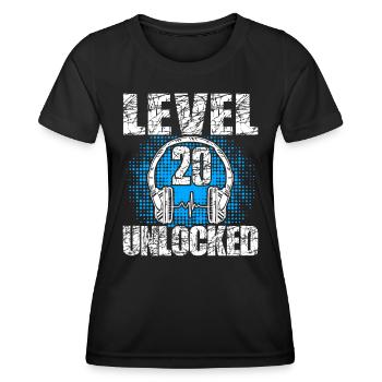 Level 20 Unlocked Birthday Gift 20 Years - Women's Functional T-Shirt - black - Front - AI Model Female 172 light (172cm)