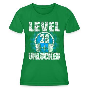 Level 20 Unlocked Birthday Gift 20 Years - Women's Functional T-Shirt - kelly green - Front - AI Model Female 172 dark (172cm)