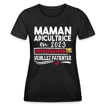 2023 Maman Apicultrice Apiculture Abeille Humour - T-shirt sport Femme - noir - Devant - AI Model Female 172 light (172cm)