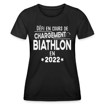 2023 Biathlon Biathlète Sport Ski Tir Humour - T-shirt sport Femme - noir - Devant - AI Model Female 172 light (172cm)