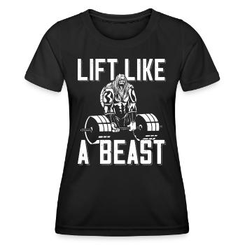Bodybuilder Lift Like A Beast Outfit Langhantel - Frauen Funktions-T-Shirt - Schwarz - Vorne - AI Model Female 172 light (172cm)