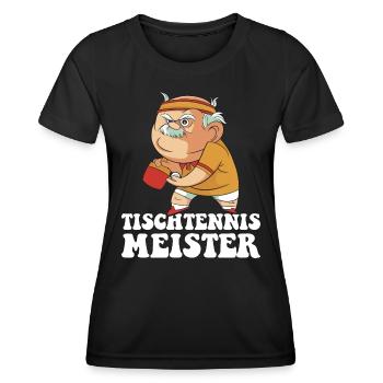 Table Tennis Master Grandpa Table Tennis Player - Women's Functional T-Shirt - black - Front - AI Model Female 172 light (172cm)