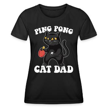 Ping Pong Cat Papa Tenue Tennis de Table Chats - T-shirt sport Femme - noir - Devant - AI Model Female 172 light (172cm)