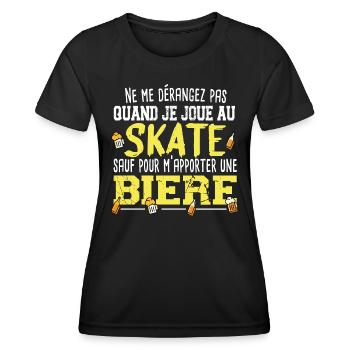 Skate Bière Skateboard Alcool Cadeau Humour Apéro - T-shirt sport Femme - noir - Devant - AI Model Female 172 light (172cm)