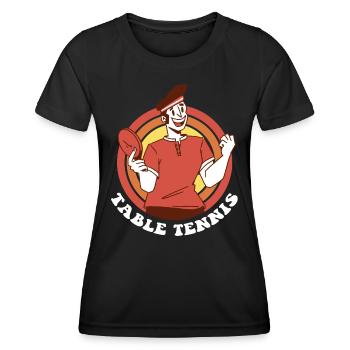 Table Tennis Table Tennis Bat Ping Pong - Women's Functional T-Shirt - black - Front - AI Model Female 172 light (172cm)
