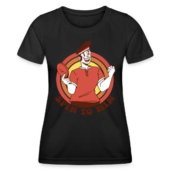 Spin pour gagner Pingpong Outfit Joueur de tennis de table - T-shirt sport Femme - noir - Devant - AI Model Female 172 light (172cm)