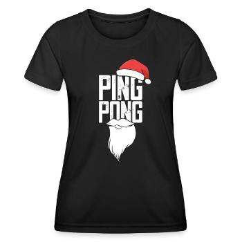 Ping Pong Christmas Hat Table Tennis Bat - Women's Functional T-Shirt - black - Front - AI Model Female 172 light (172cm)