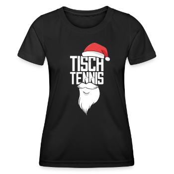 Tennis de table Chapeau de Noël Tennis de table Batte - T-shirt sport Femme - noir - Devant - AI Model Female 172 light (172cm)