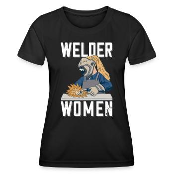 Welder outfit for welders - Women's Functional T-Shirt - black - Front - AI Model Female 172 light (172cm)
