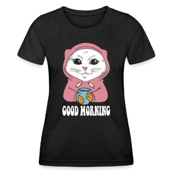 White Main Coon Cat Cat Outfit for - Women's Functional T-Shirt - black - Front - AI Model Female 172 light (172cm)