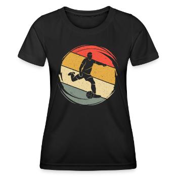 Fußball Fußballspieler Retro Fußballer - Frauen Funktions-T-Shirt - Schwarz - Vorne - AI Model Female 172 light (172cm)