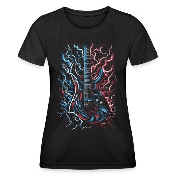Electric guitar with lightning bolts - Women's Functional T-Shirt - black - Front - AI Model Female 172 light (172cm)