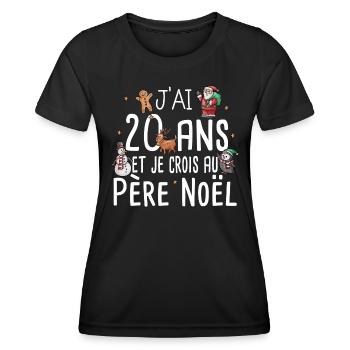 20 Ans Anniversaire Cadeau Père Noël Humour - T-shirt sport Femme - noir - Devant - AI Model Female 172 light (172cm)