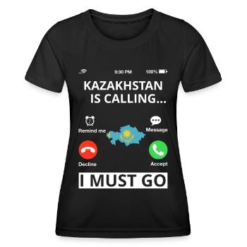 Drapeau du Kazakhstan Drapeau du Kazakhstan - T-shirt sport Femme - noir - Devant - AI Model Female 172 light (172cm)